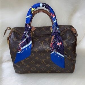 BLUE & Purple ‘H’ Scarf Twilly Bandeau Bag Tie